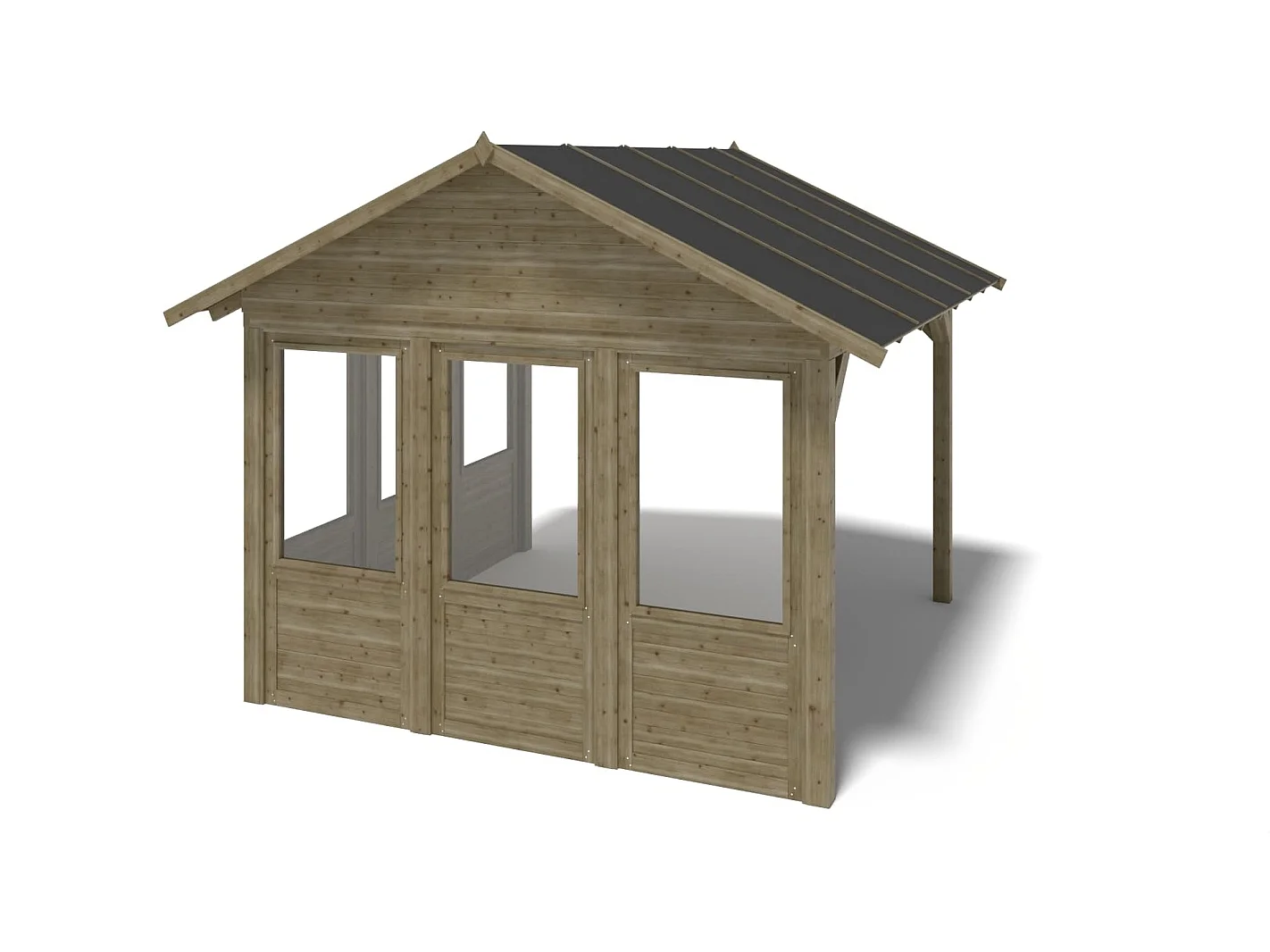 Gazebo da giardino in legno pergola 4.04x4.04 m con pannelli - Impregnata - ALT127 - ALTANKA
