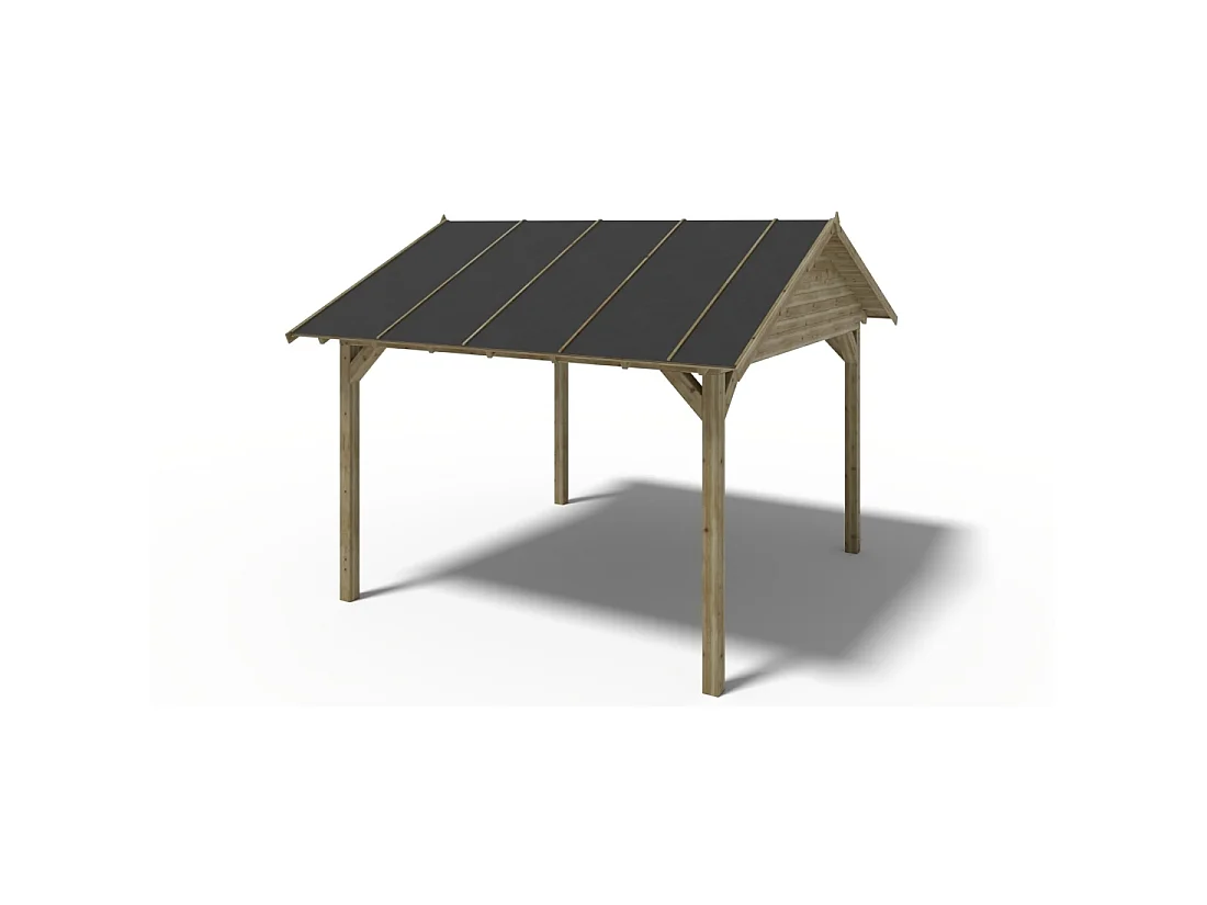 Gazebo da giardino in legno pergola 4.04x4.04 m con pannelli - Impregnata - ALT127 - ALTANKA