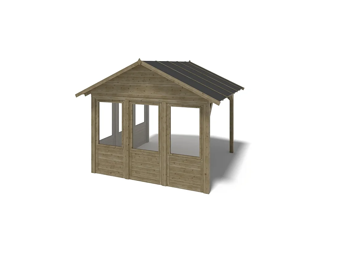 Gazebo da giardino in legno pergola 4.04x4.04 m con pannelli - Impregnata - ALT127 - ALTANKA