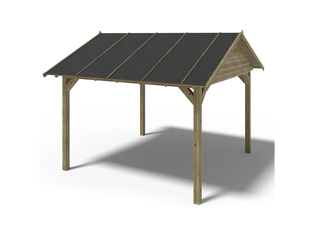 Gazebo da giardino in legno pergola 4.04x4.04 m con pannelli - Impregnata - ALT127 - ALTANKA
