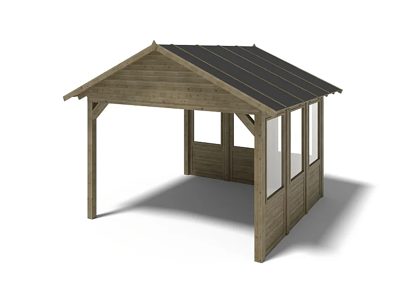 Pergola de jardin 4.04x4.04m avec panneaux - traité - ALT127 - ALTANKA