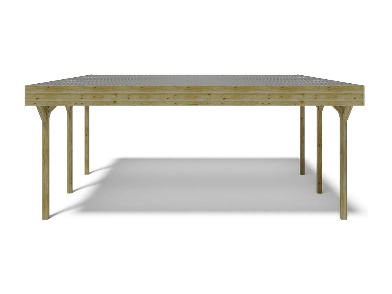 Tettoia posto auto coperto in legno 6.06x5.03 m - 30 m2 - copertura con lastra in acciaio  - CAR5+BLACHA1 - ALTANKA