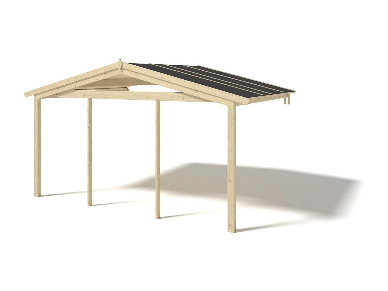 Abri de jardin en bois - 4x4 m + terrasse avec balustrade et avant-toit en bois - 28 m2 - DOM371+DOM618+DOM548+POD04 - ALTANKA