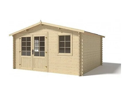 Abri de jardin en bois - 4x4 m + terrasse avec balustrade et avant-toit en bois - 28 m2 - DOM371+DOM618+DOM548+POD04 - ALTANKA