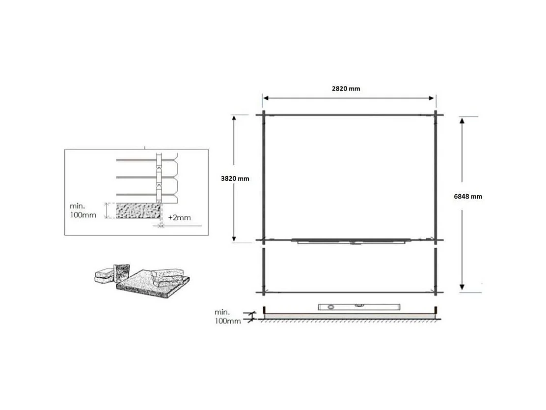 Casetta da giardino in legno con veranda e tettoia - 21.00m2 - 3.00x4.00m - 28mm - colore: naturale - DOM661+DOM394+DOM395+POD04 - ALTANKA