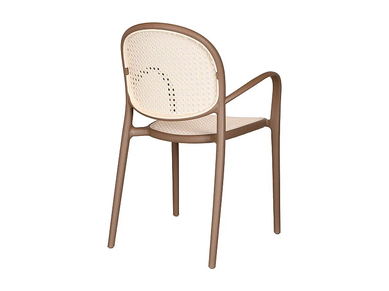 Pack de 4 sillas multiusos Masía diseño vintage con reposabrazos marrón Adec