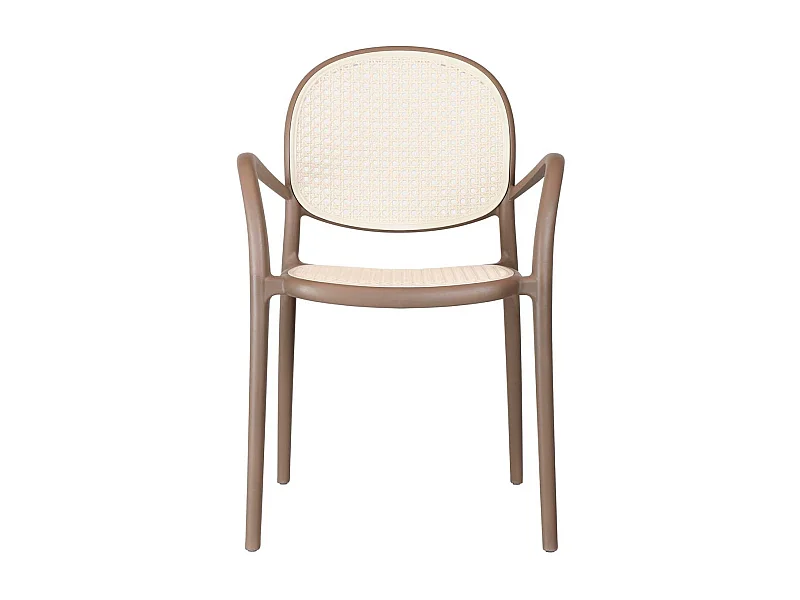 Pack de 4 sillas multiusos Masía diseño vintage con reposabrazos marrón Adec