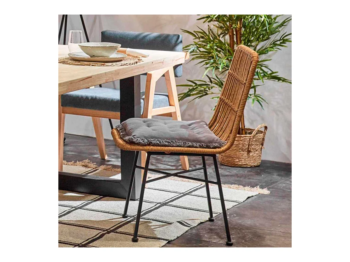 Pack de 4 sillas de comedor Thai ratán marrón/negro Adec