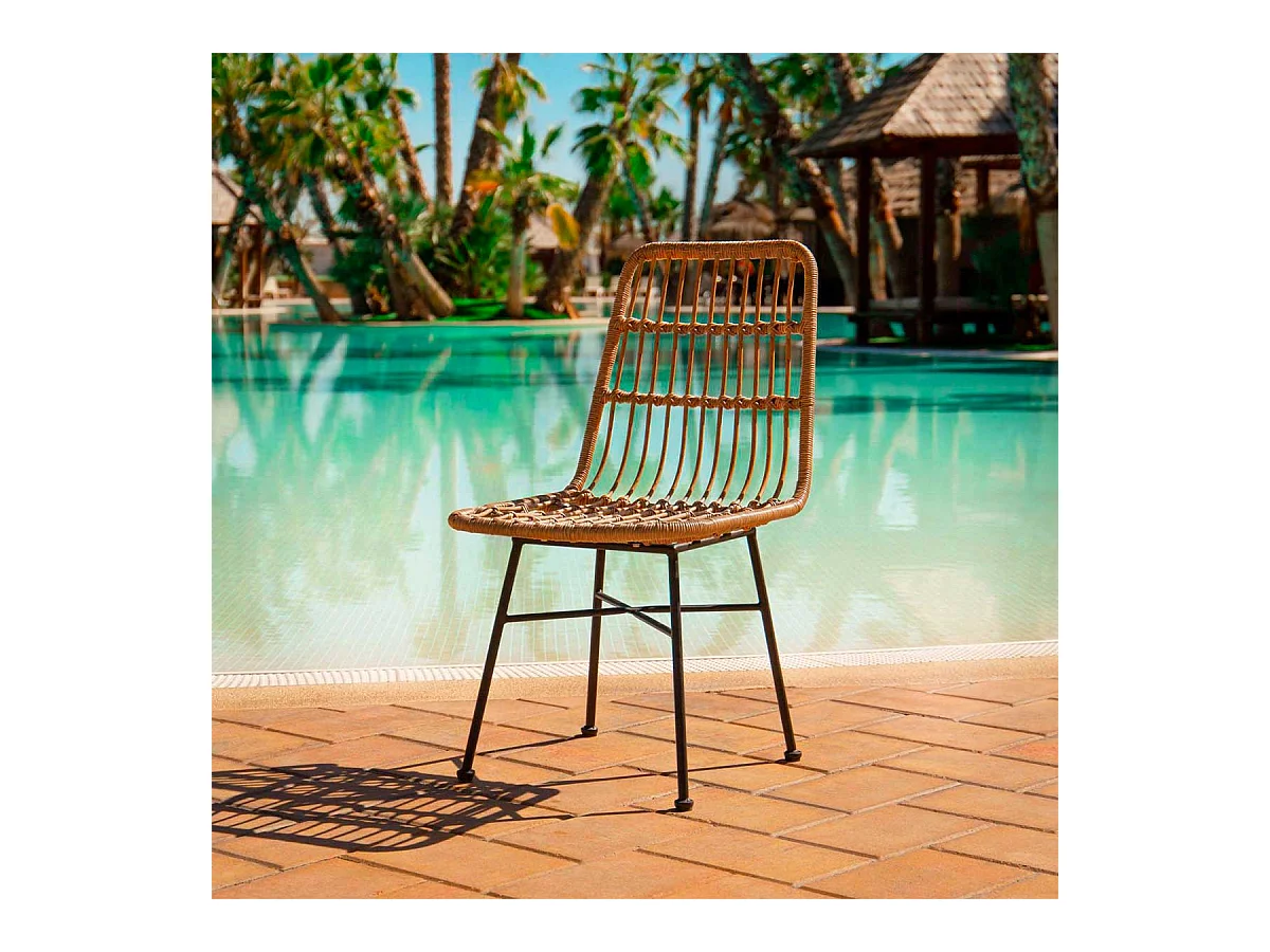 Pack de 4 sillas de comedor Thai ratán marrón/negro Adec