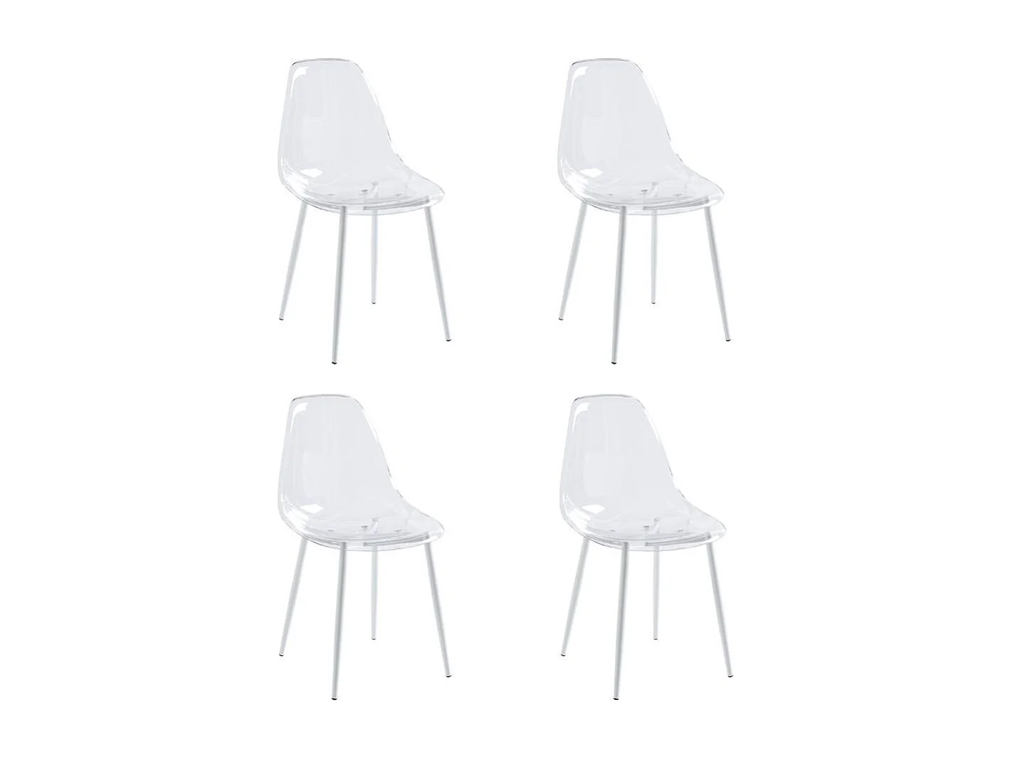 Pack de 4 sillas Telma respaldo alto transparente 85x46,5x50 cm Adec