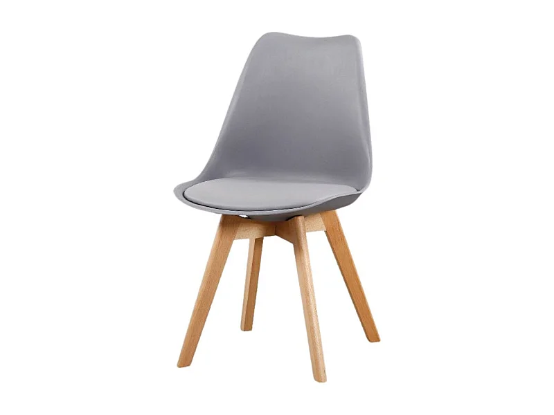 Silla Fina estilo nórdico patas de madera gris 83x45x48cm
