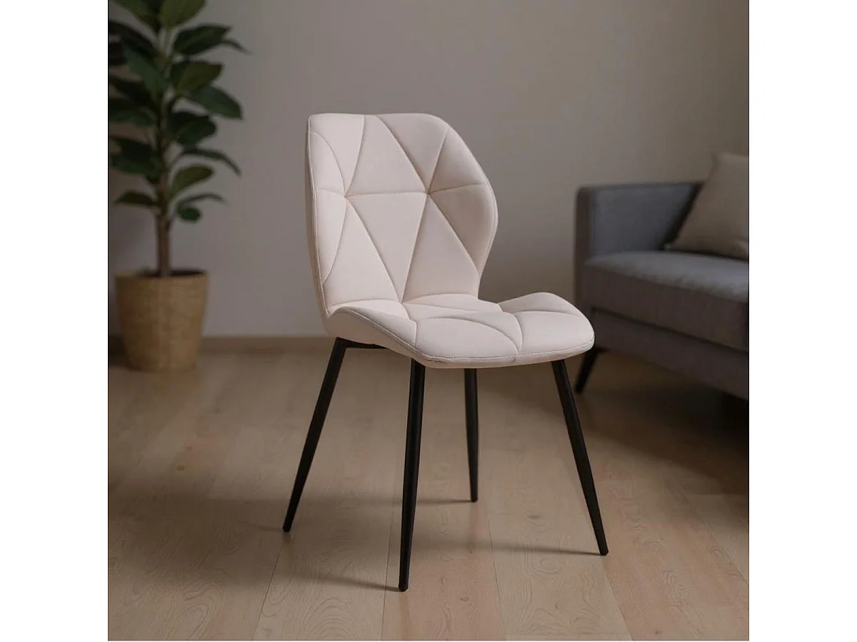 Silla de comedor Lazio con respaldo alto beige 85,5x48x56,5 cm