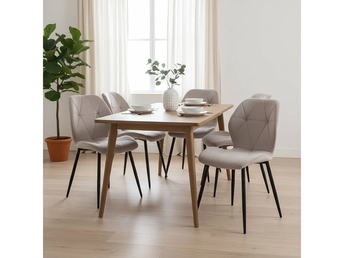 Silla de comedor Lazio con respaldo alto beige 85,5x48x56,5 cm