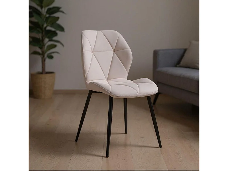 Silla de comedor Lazio con respaldo alto beige 85,5x48x56,5 cm