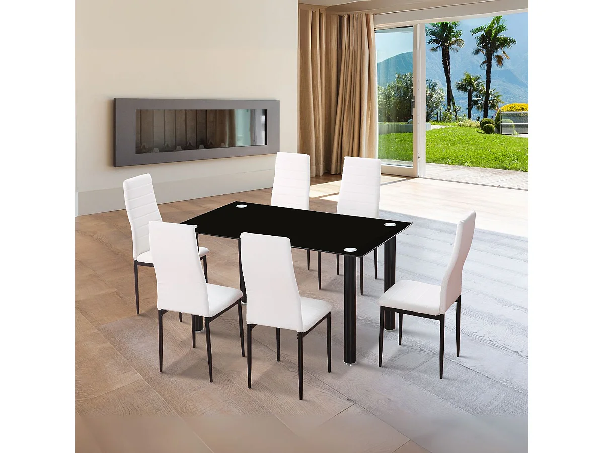 Silla Emiset acolchado polipiel blanco 97x44x49 cm