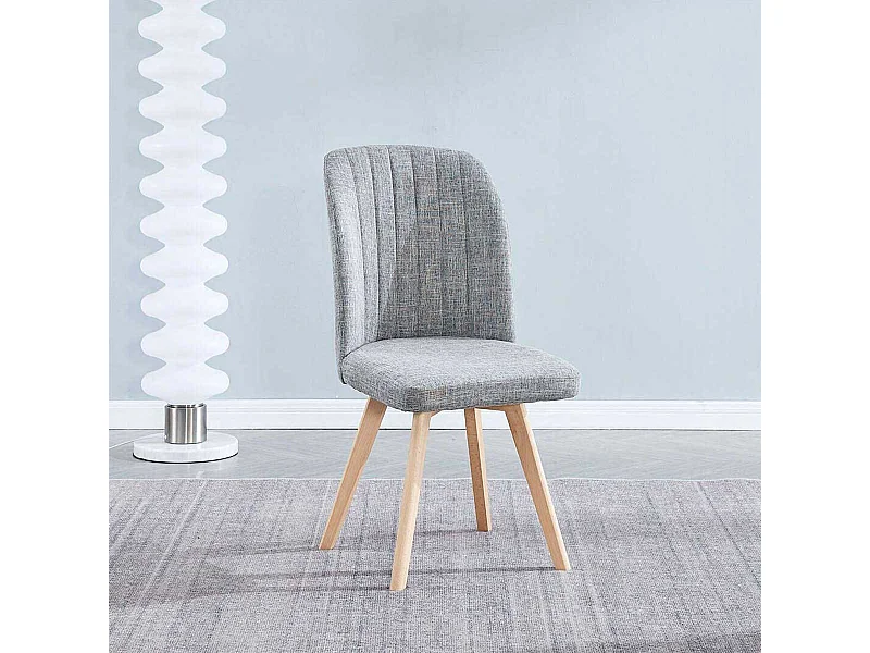 Silla de comedor Lane tapizada patas madera gris 92x46x55 cm