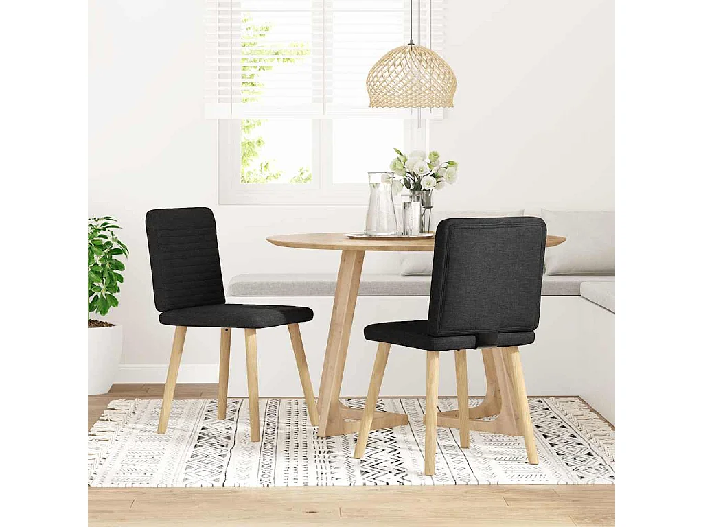 Sedie da Pranzo 2 pz Nere in Tessuto