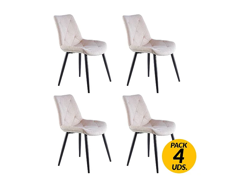Pack de 4 sillas Marlene tejido tapizado beige/negro Adec