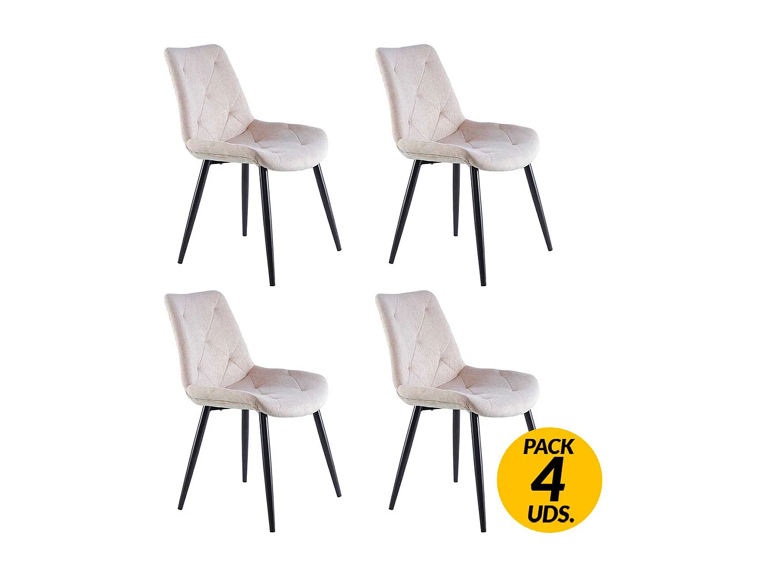 Pack de 4 sillas Marlene tejido tapizado beige/negro Adec