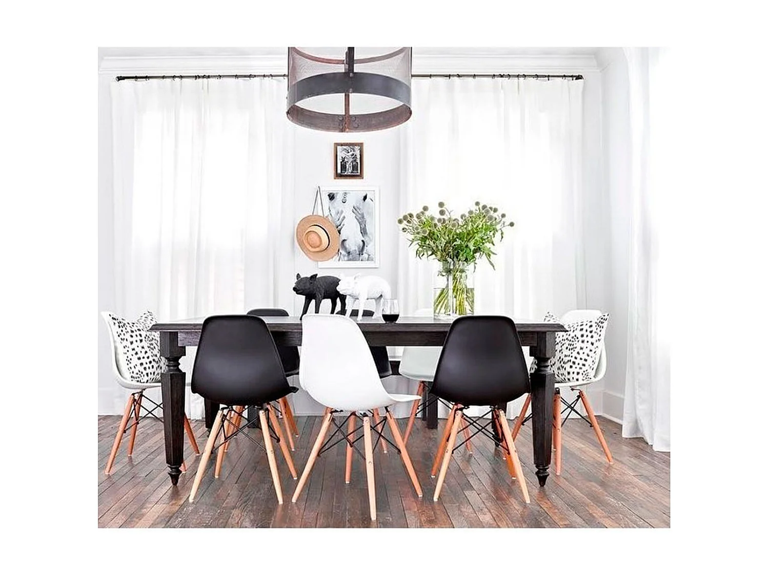 Pack de 4 sillas de comedor París estilo nórdico madera/negro 82x51x46 cm Adec