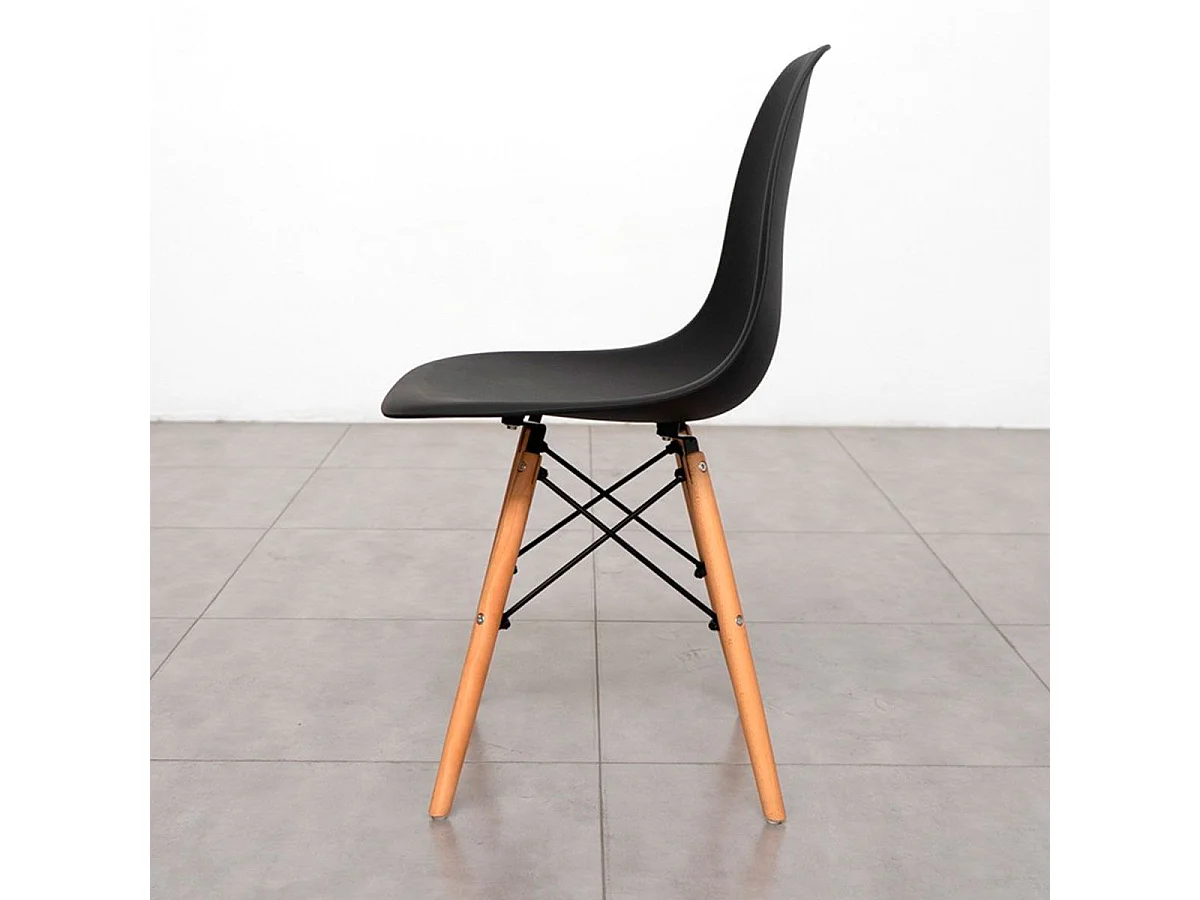 Pack de 4 sillas de comedor París estilo nórdico madera/negro 82x51x46 cm Adec