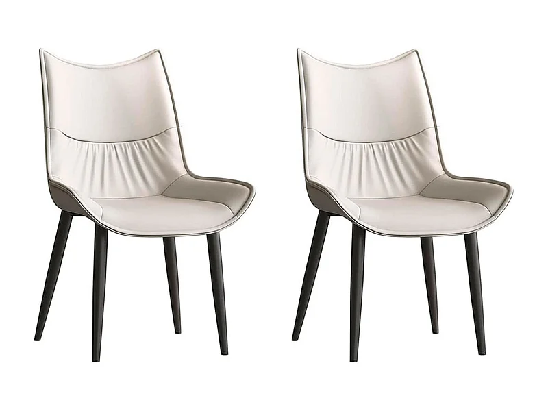 Pack de 2 sillas de comedor Calista cuero PU beig 95x55x61 cm