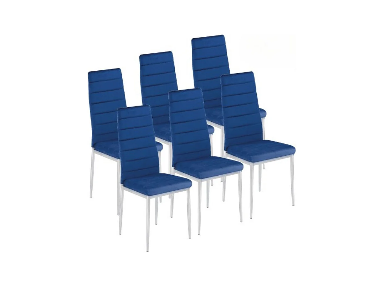 Pack de 6 sillas Avatar velvet azul 98x41x52 cm