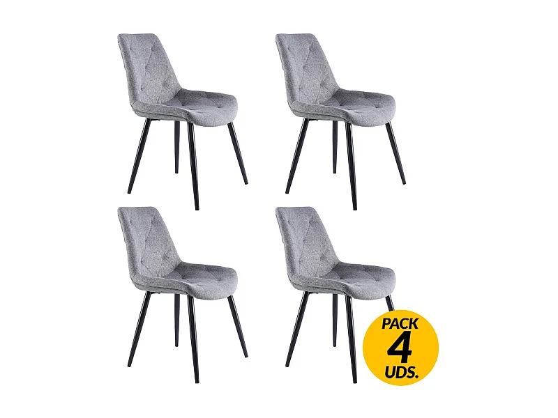 Pack de 4 sillas Marlene tejido tapizado gris/negro Adec