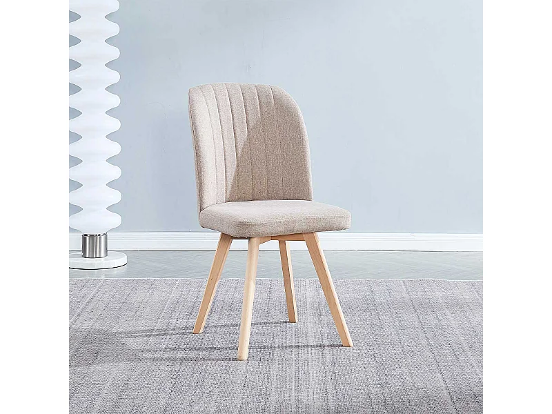 Silla de comedor Lane tapizada patas madera beige 92x46x55 cm