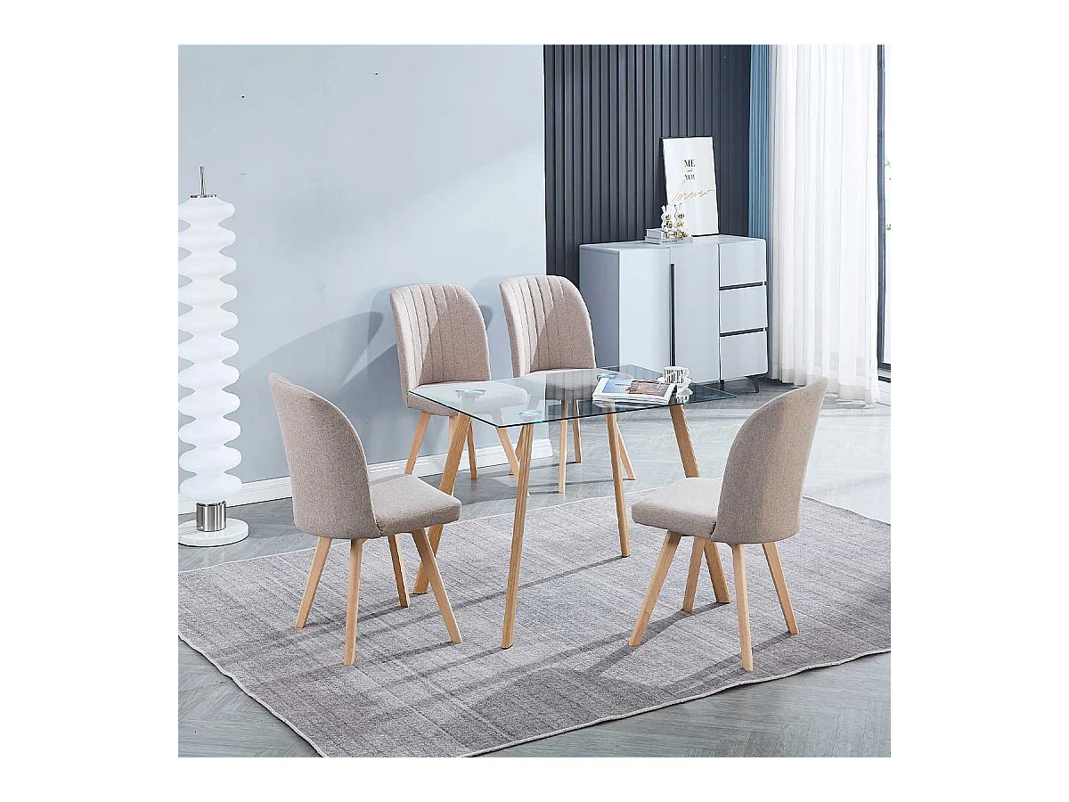 Silla de comedor Lane tapizada patas madera beige 92x46x55 cm