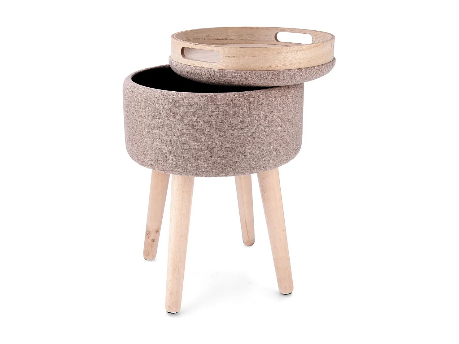 Taburete MOA Vinthera con almacenamiento beige Ø34x45 cm