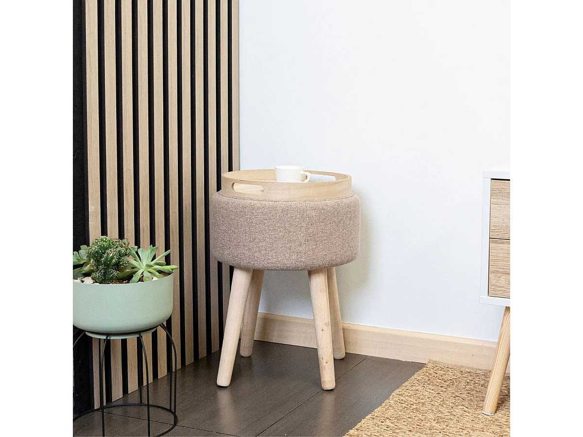 Taburete MOA Vinthera con almacenamiento beige Ø34x45 cm