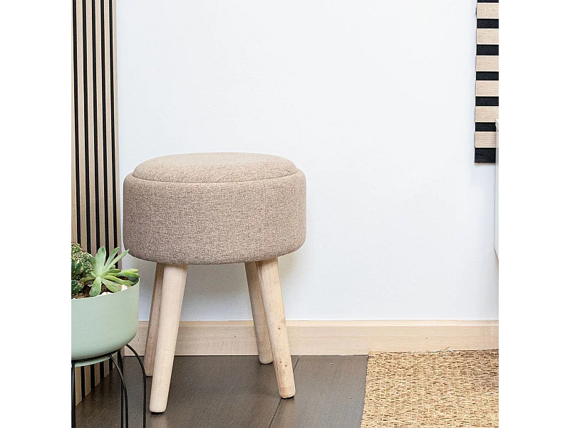 Taburete MOA Vinthera con almacenamiento beige Ø34x45 cm