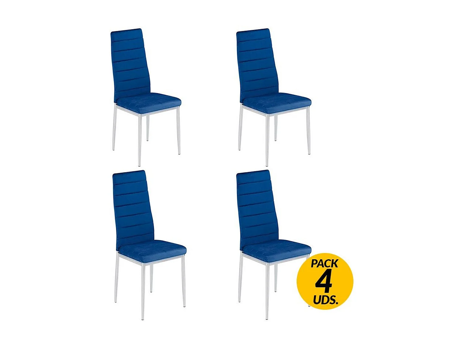 Pack de 4 sillas de comedor Avatar velvet azul 96,6x40x39,7 cm