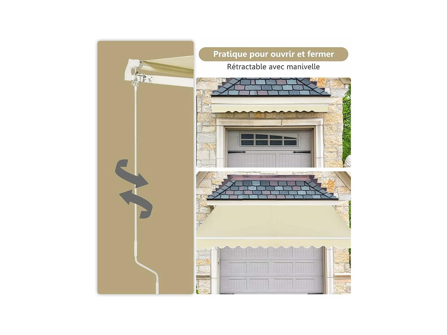 Store Banne de Balcon Rétractable 3,6 X 3M avec Tissu et velours Résistant aux UV et à l'Eau, Cadre en Aluminium Angle Réglable 5-35°