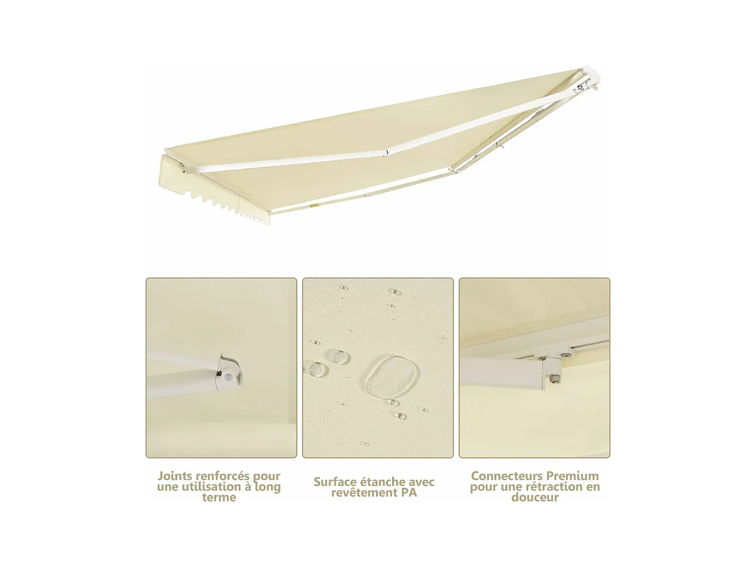 Store Banne de Balcon Rétractable 3,6 X 3M avec Tissu et velours Résistant aux UV et à l'Eau, Cadre en Aluminium Angle Réglable 5-35°