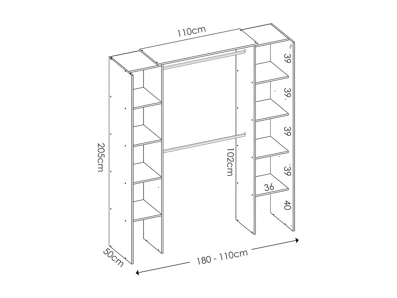 Vestidor Con Cortinas Bastet - Grafito / Natural