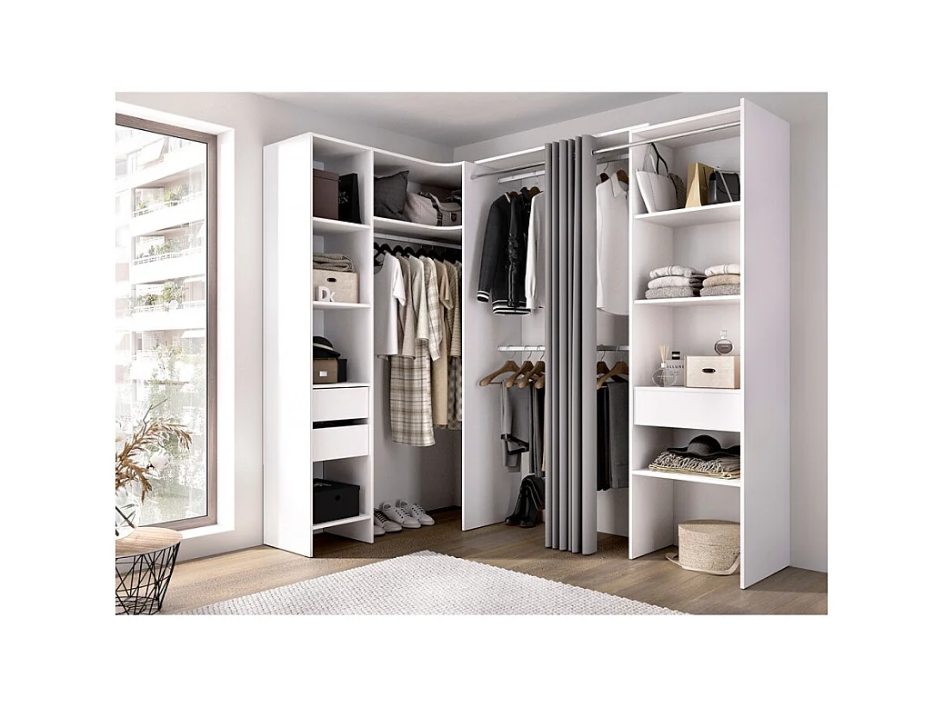 Vestidor Completo Rinconero Con Cajones Pergamo - Blanco