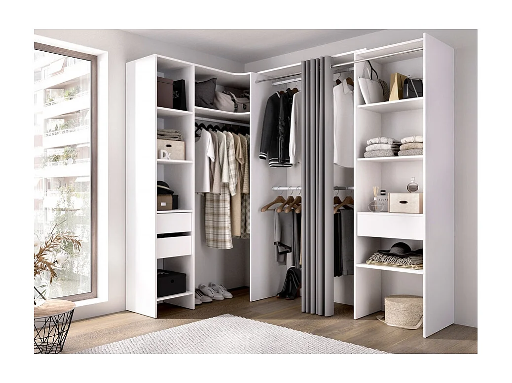 Vestidor Completo Rinconero Con Cajones Pergamo - Blanco