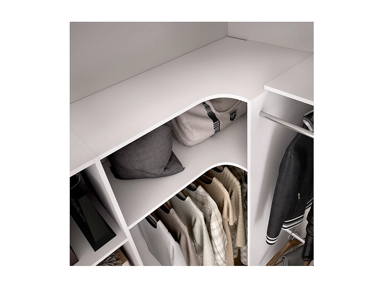 Vestidor Completo Rinconero Con Cajones Pergamo - Blanco