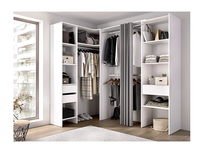 Vestidor Completo Rinconero Con Cajones Pergamo - Blanco