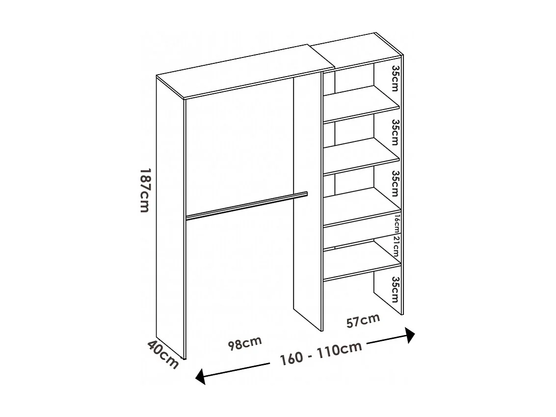 Vestidor Abierto Con Cajon Nefer - Blanco