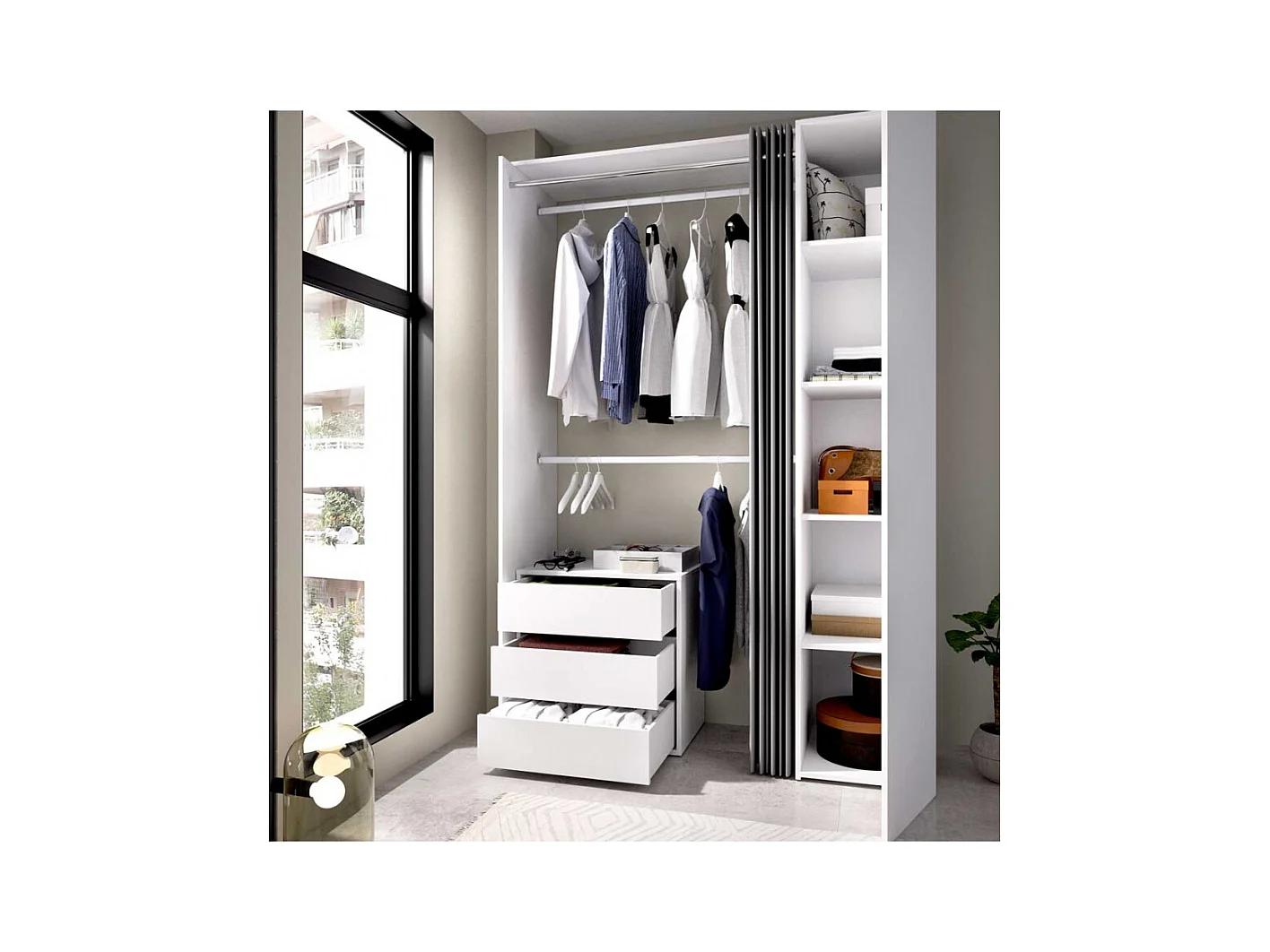 Vestidor Semi Abierto Con Cortina Y Cajonera Privé