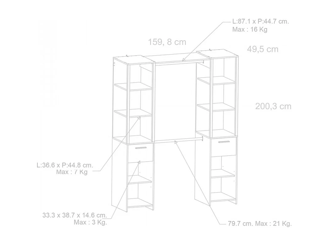 Vestidor Con Cajones Garlin