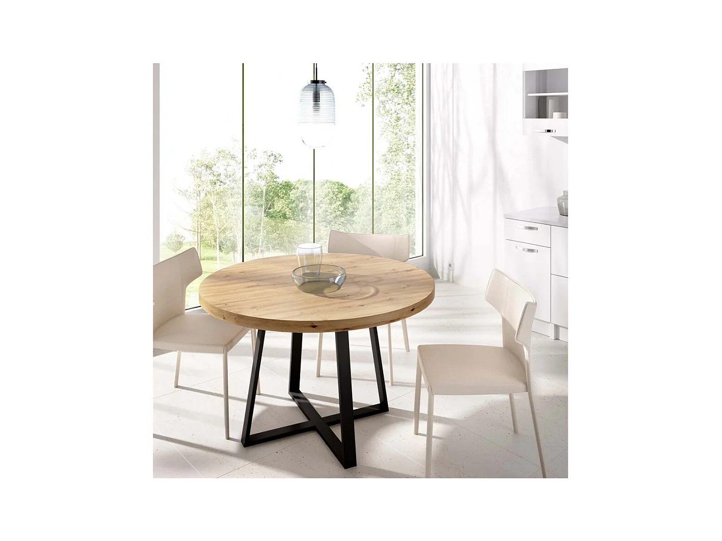 Mesa De Comedor Redonda De Estilo Industrial Croud