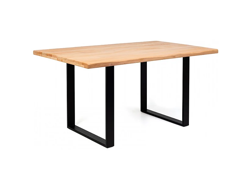 Mesa De Madera Maciza Y Patas De Acero Negro Tropez
