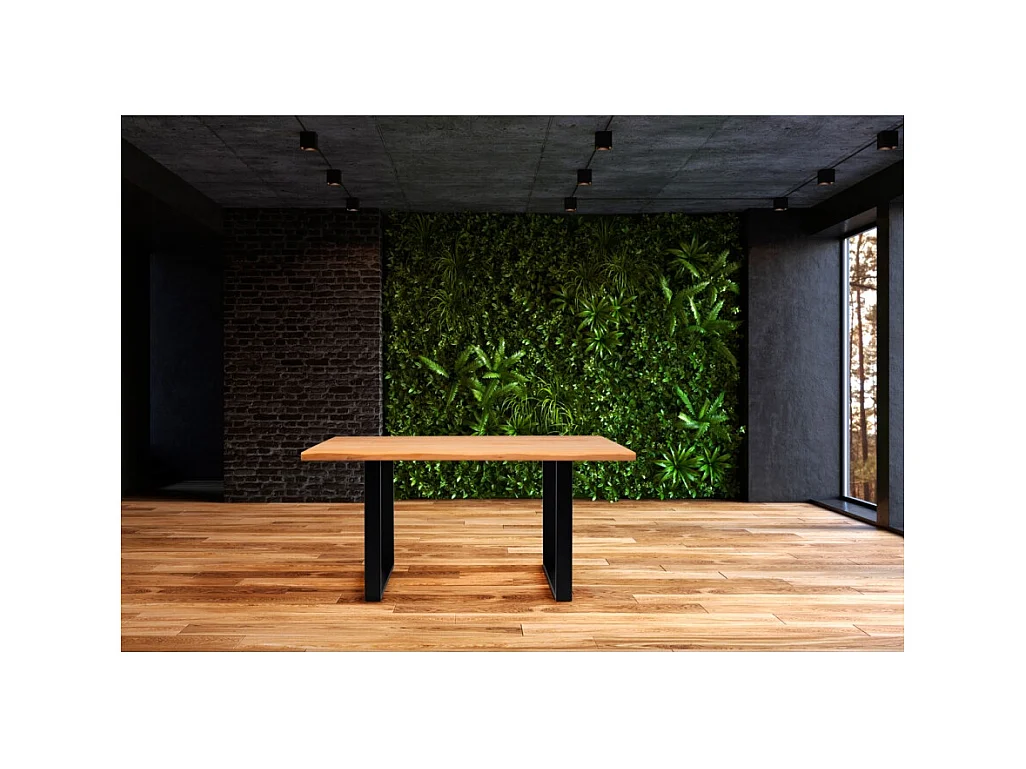 Mesa De Madera Maciza Y Patas De Acero Negro Tropez