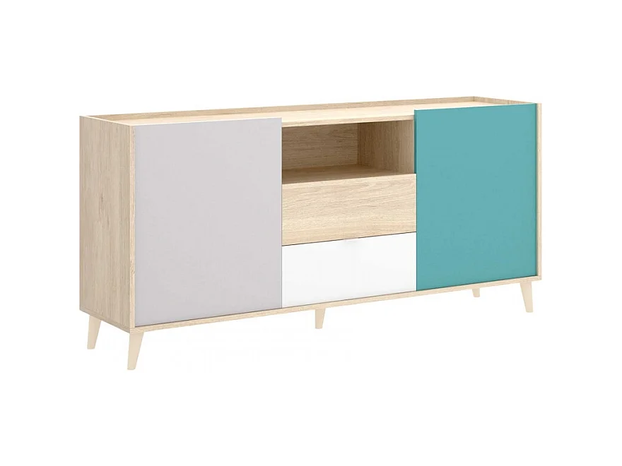 Aparador  Estilo Retro 2 Puertas 2 Cajones Pop