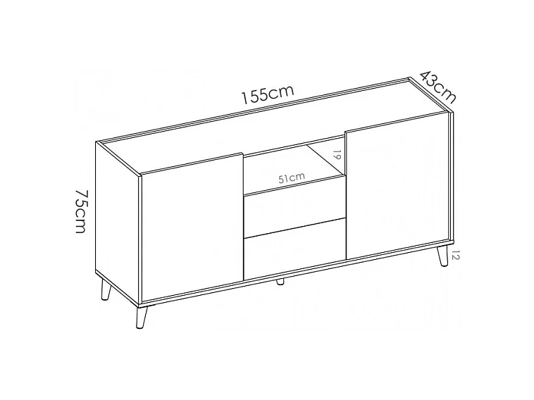 Aparador  Estilo Retro 2 Puertas 2 Cajones Pop