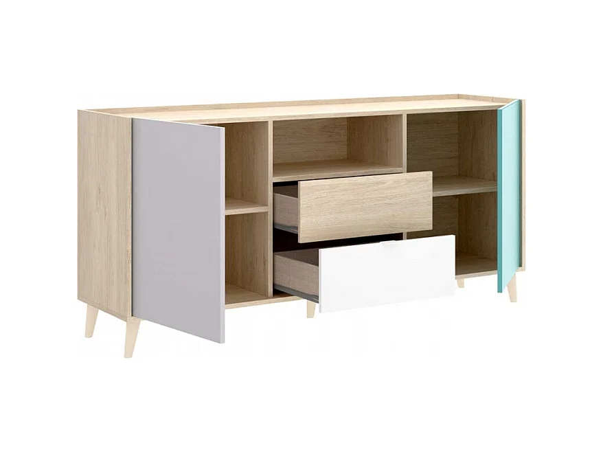 Aparador  Estilo Retro 2 Puertas 2 Cajones Pop